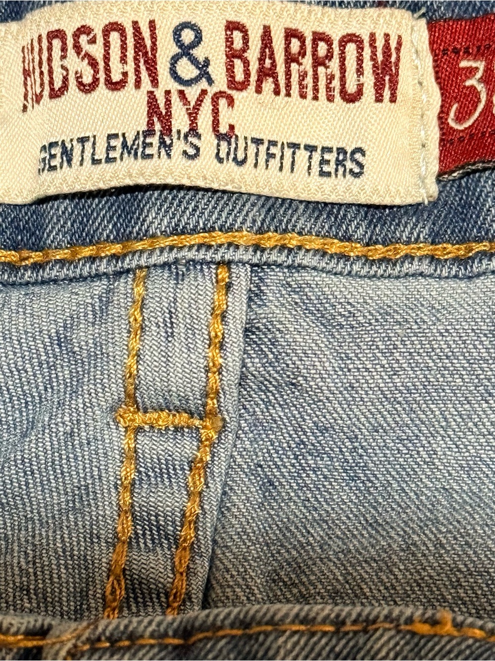 Hudson & Barrow NYC Men’s Blue Light Wash Slim Stretch Denim Shorts Pockets - Picture 3 of 4